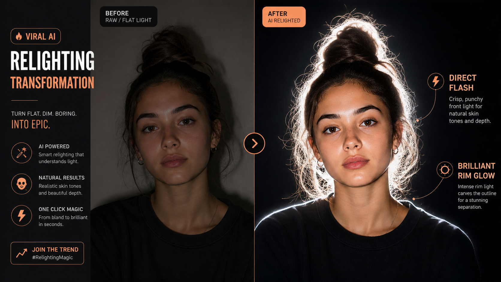Cinematic Backlit Halo & Rim Relight Portrait